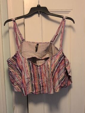 torrid Multicolor Striped Cropped Swim Top in Pink and Blue Tones 4x